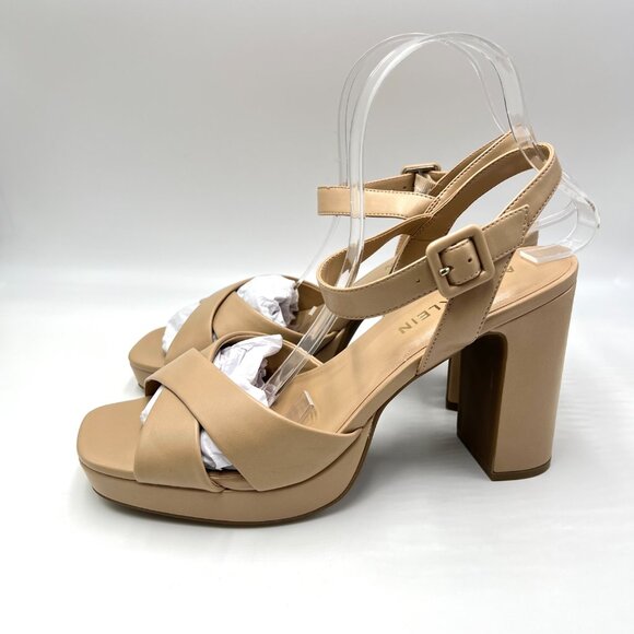 Anne Klein Womens Size 11 Zena Nude Beige Faux Vegan Leather Sandals Heels Shoes - Picture 6 of 16